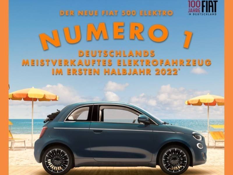 Fiat 500e im Juli erneut auf Rang 1 der Elektro-Fahrzeuge in Deutschland